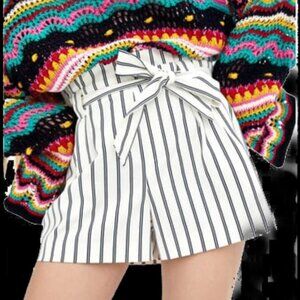 Zara TRF Striped Belted Shorts